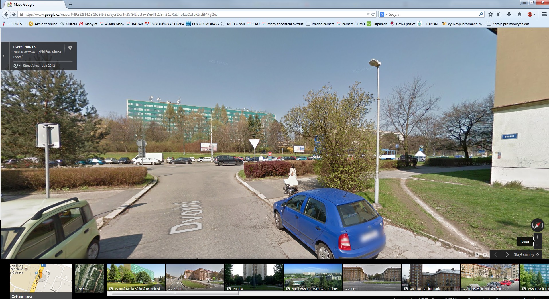 Obrzek 1: Pohled na VB-TUO v prosted StreetView na Google Maps.
